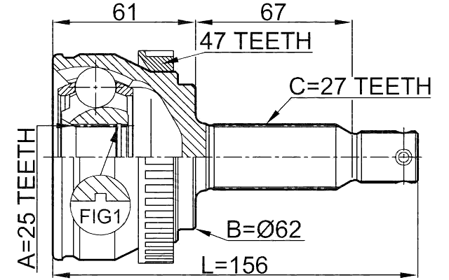 1210-NFA47 - OUTER CV JOINT 25X62X27