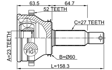 1210-SANFEBBRA52 - OUTER CV JOINT REAR 23X58.5X27