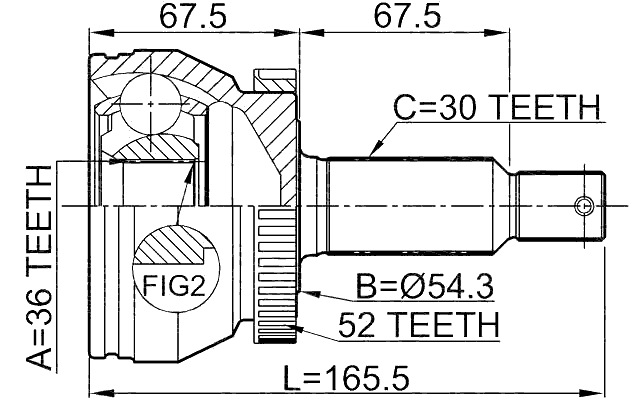 1210-SFCLA52 - OUTER CV JOINT 36X54.3X30