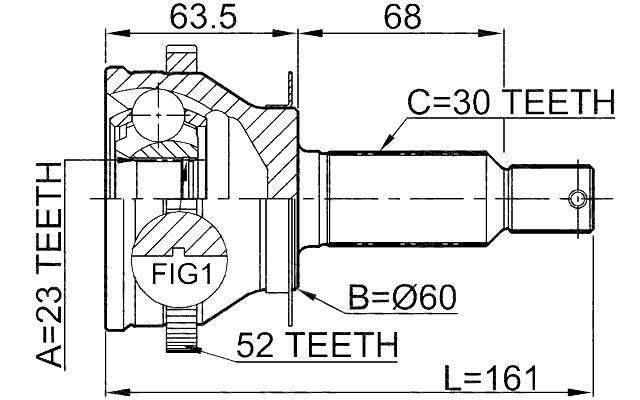 1210-SFCLRRA52 - OUTER CV JOINT REAR 23X60X30