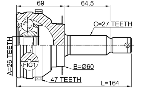 1210-SON20A47 - OUTER CV JOINT 26X60X27