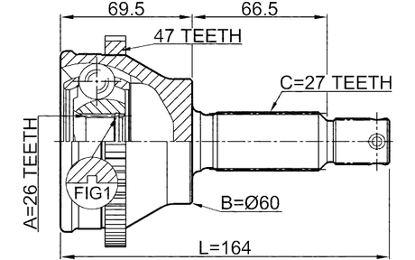 1210-SON25A47 - OUTER CV JOINT 26X60X27