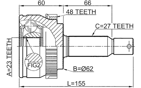 1210-TUC20A48 - OUTER CV JOINT 23X62X27