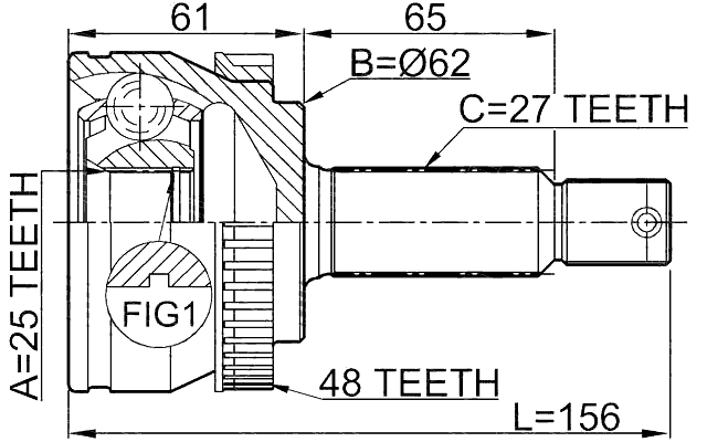 1210-TUCA48 - OUTER CV JOINT 25X62X27