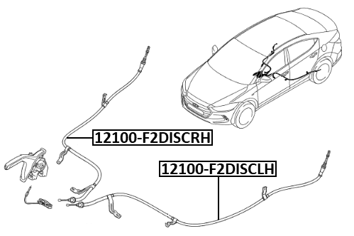 12100-F2DISCLH - PARKING BRAKE CABLE, LEFT