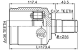 1211-CM10LH - INNER CV JOINT LEFT 36x36x31