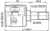 1211-CM10R - REAR INNER CV JOINT 22X35X25