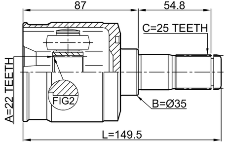 1211-CM10R - REAR INNER CV JOINT 22X35X25