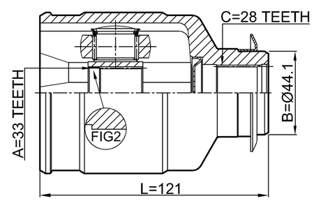 1211-D7RH - INNER CV JOINT RIGHT 33X44.1X28