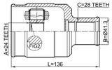 1211-DHLH - INNER CV JOINT LEFT 24X41.3X28