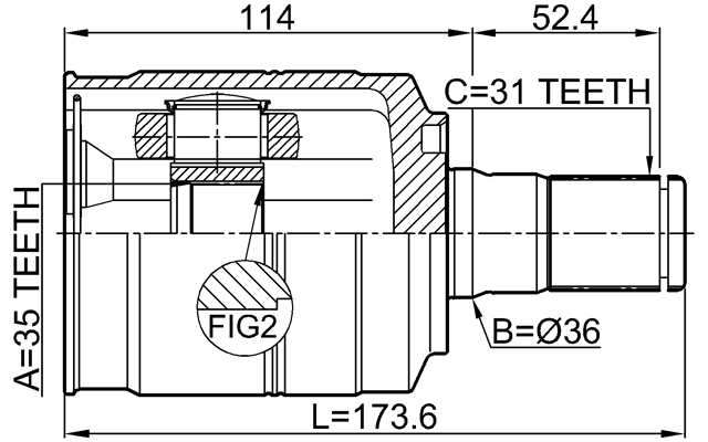 1211-DMLH - INNER CV JOINT LEFT 35X36X31