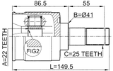 1211-ELN - INNER CV JOINT 22X41X25