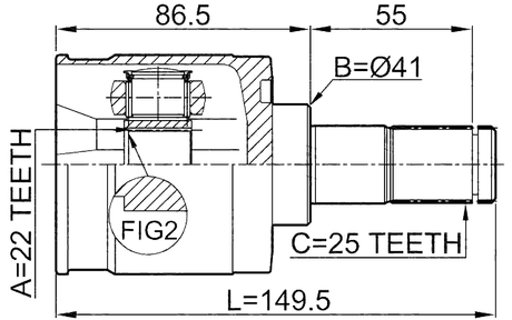 1211-ELN - INNER CV JOINT 22X41X25