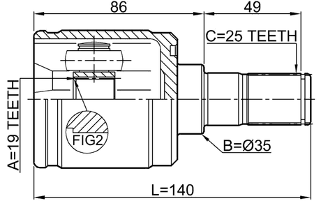 1211-GET11 - INNER CV JOINT 19X35X25