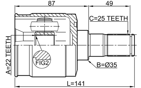 1211-GETMT - INNER CV JOINT 22X35X25