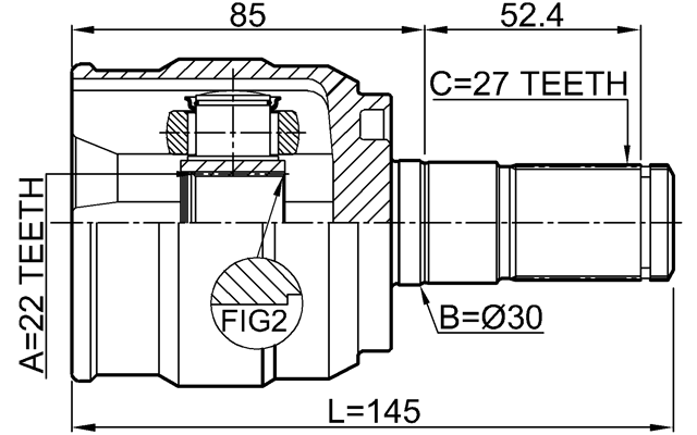 1211-I30ATLH - INNER CV JOINT 22X30X27