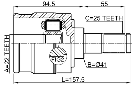 1211-I30LH - INNER CV JOINT LEFT 22X41X25