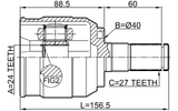 1211-IX352WDRH - INNER CV JOINT RIGHT 24X40X27