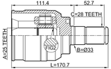 1211-IX35AT - INNER CV JOINT 25X33X28