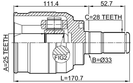 1211-IX35AT - INNER CV JOINT 25X33X28
