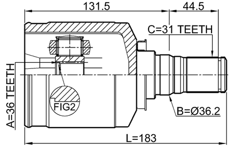 1211-IX55LH - INNER CV JOINT LEFT 36X36.2X31