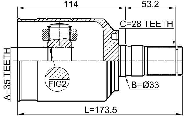 1211-LX2LH - INNER CV JOINT LEFT 35X33X28
