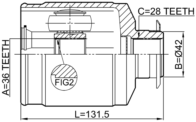 1211-SANFE22RH - INNER CV JOINT 36X42X28
