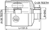 1211-SANFE22RH - INNER CV JOINT 36X42X28