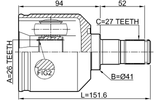 1211-SANFELH - INNER CV JOINT LEFT 26X41X27