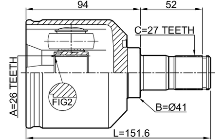1211-SANFELH - INNER CV JOINT LEFT 26X41X27