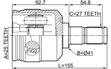 1211-SANFER - REAR INNER CV JOINT 25X41X27