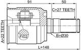 1211-SD11AT - INNER CV JOINT 22X30X27