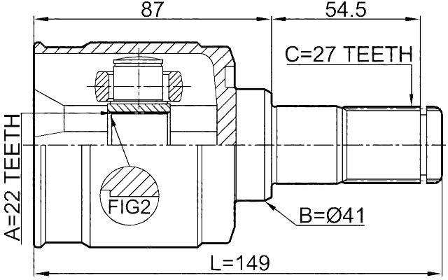 1211-SD11MT - INNER CV JOINT 22X41X27