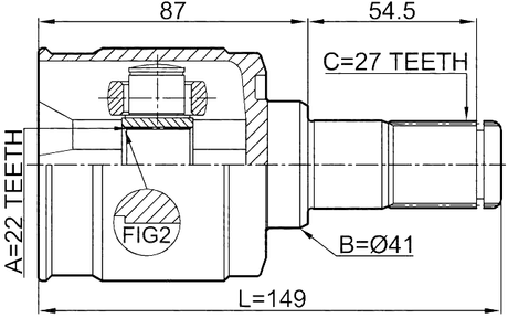 1211-SD11MT - INNER CV JOINT 22X41X27