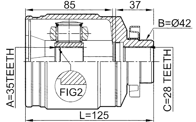 1211-SFCLRH - INNER CV JOINT RIGHT 35X42X28