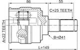 1211-SOL2WD - INNER CV JOINT LEFT 22X41X25