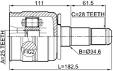1211-TEREFLH - INNER CV JOINT LEFT 25X34.6X28