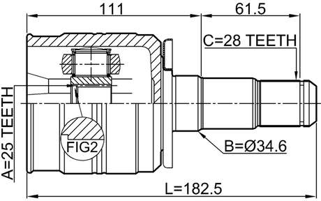 1211-TEREFLH - INNER CV JOINT LEFT 25X34.6X28