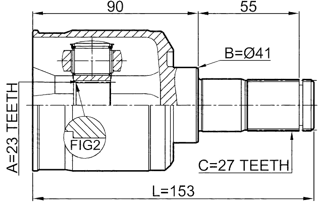 1211-TUC20AT - INNER CV JOINT LEFT 23X41X27