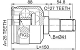 1211-TUC20LH - INNER CV JOINT LEFT 25X41X27