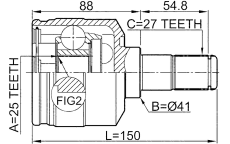 1211-TUC20LH - INNER CV JOINT LEFT 25X41X27