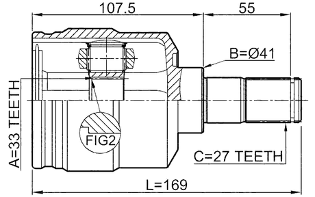 1211-TUC27LH - INNER CV JOINT LEFT 33X41X27