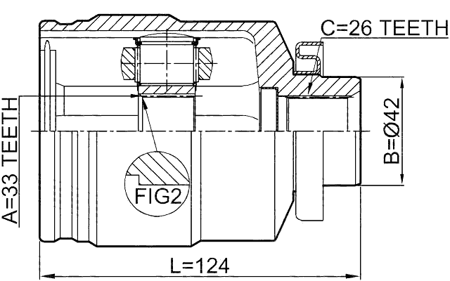 1211-TUC27RH - INNER CV JOINT RIGHT 33X42X26