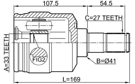 1211-TUC4WDLH - INNER CV JOINT LEFT 33X41X27