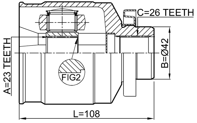 1211-TUCJMRH - INNER CV JOINT RIGHT 23X42X26