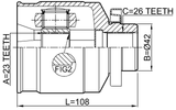 1211-TUCJMRH - INNER CV JOINT RIGHT 23X42X26