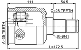 1211-TUCMT - INNER CV JOINT 35X41X28