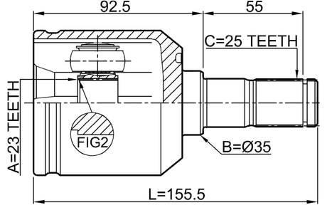 1211-TUCRR - INNER CV JOINT 23X35X25