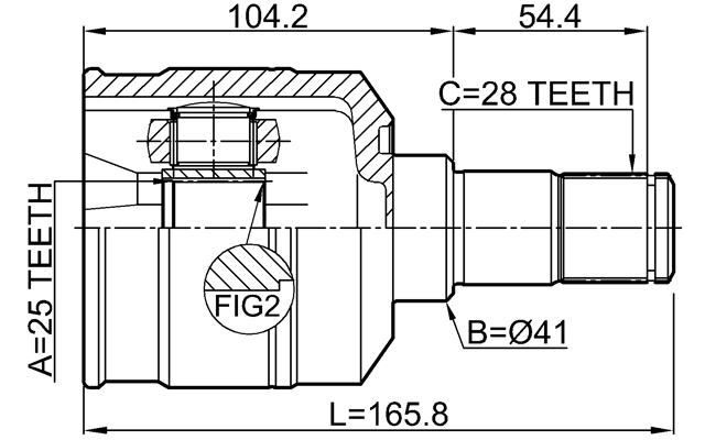 1211-XGLH - INNER CV JOINT LEFT 25X41X28