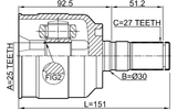 1211-YFLH - INNER CV JOINT LEFT 25X30X27
